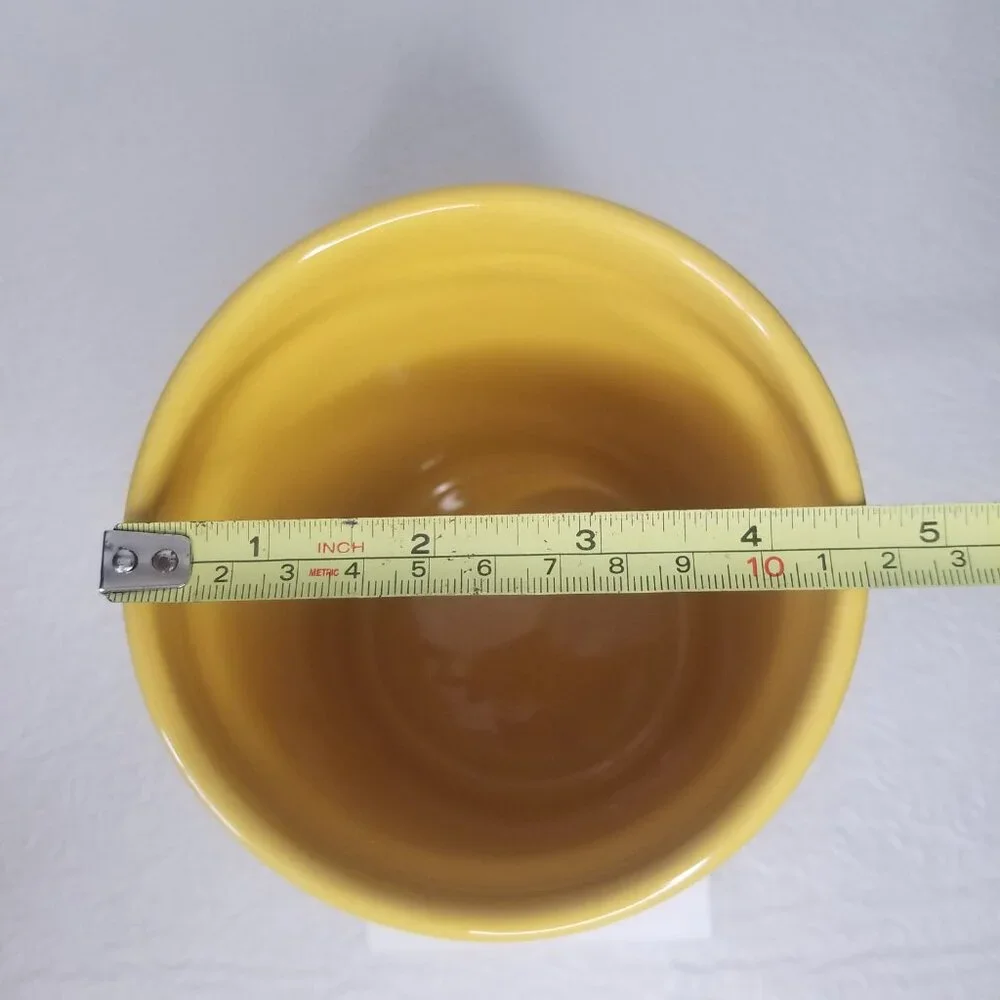 Vintage Yellow Ceramic Rustic Southwest Corn Cob Kitchen Utensil Holder Crock